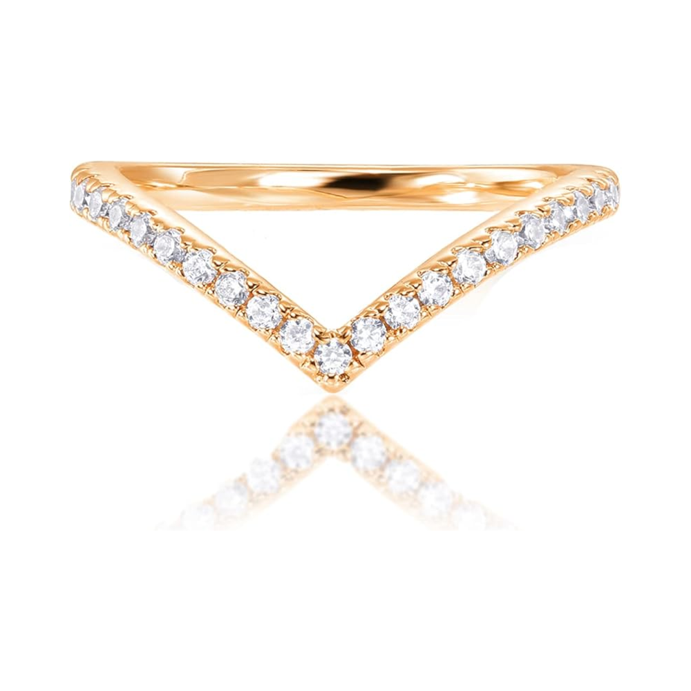 Sparkling Wishbone V Ring