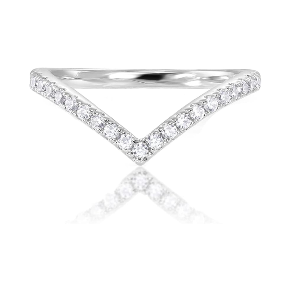 Sparkling Wishbone V Ring