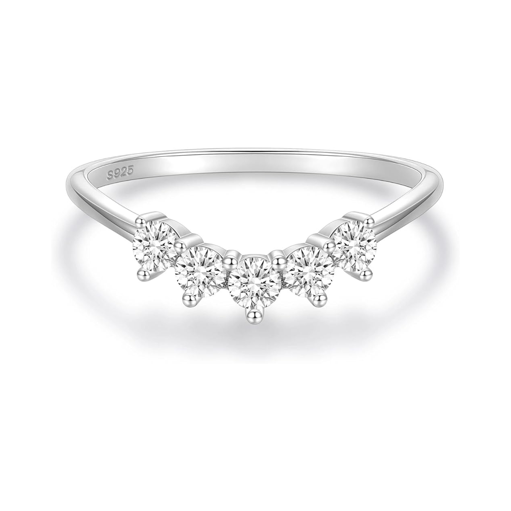 Curved Moissanite Wedding Ring