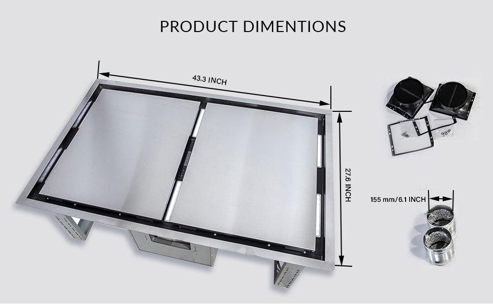 FORNO FRHRE5312-44 44-inch Stainless Steel Ceiling range hood - view 13