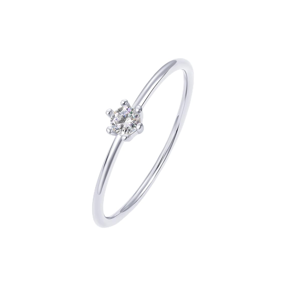 Dainty Round Solitaire Stacking Ring