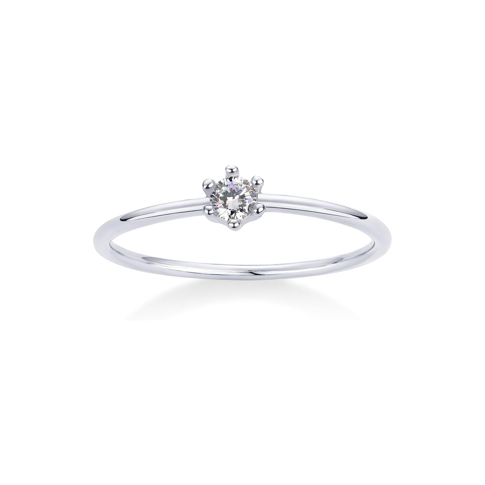 Dainty Round Solitaire Stacking Ring