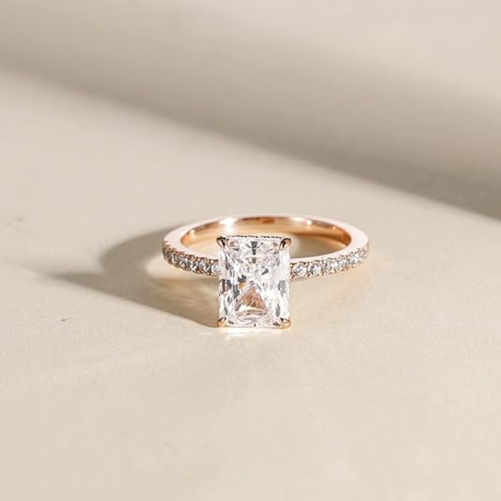 Radiant Cut Cubic Zirconia Engagement Ring