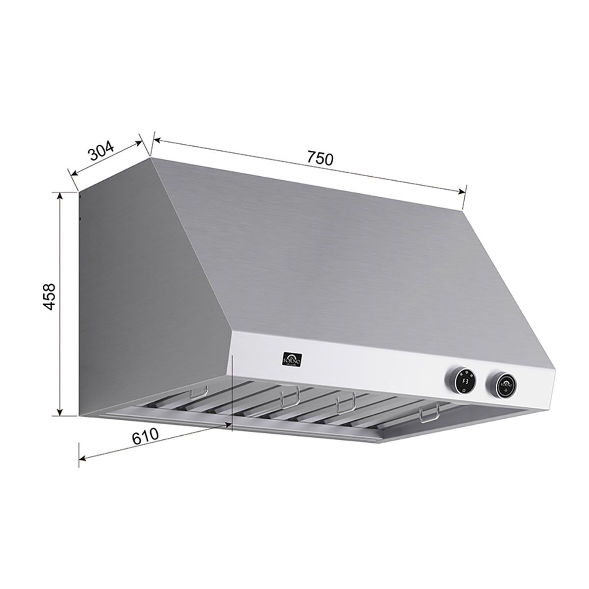 FORNO FRHWM5009-30 30-inch Stainless Steel Wall Mount range hood - view 5