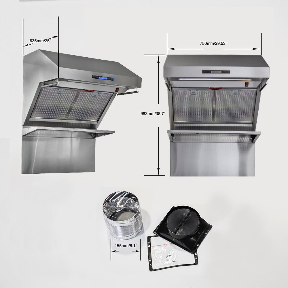 FORNO FRHWM5029-30HB 30-inch Stainless Steel Wall Mount range hood - view 4