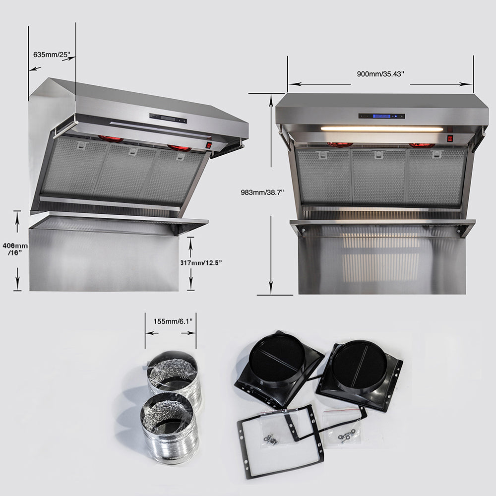 FORNO FRHWM5029-36HB 36-inch Stainless Steel Wall Mount range hood - view 5