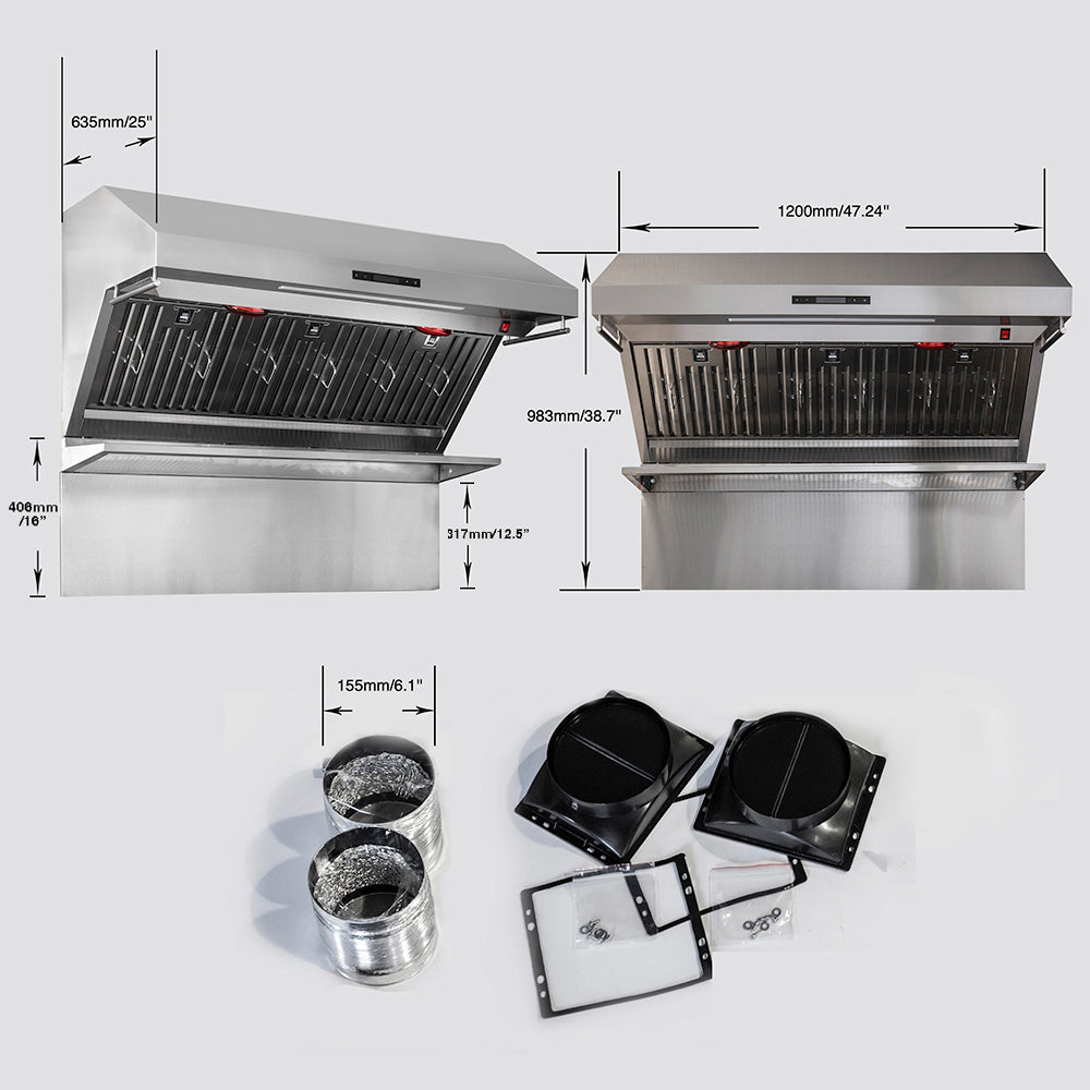 FORNO FRHWM5029-48 48-inch Stainless Steel Wall Mount range hood - view 10