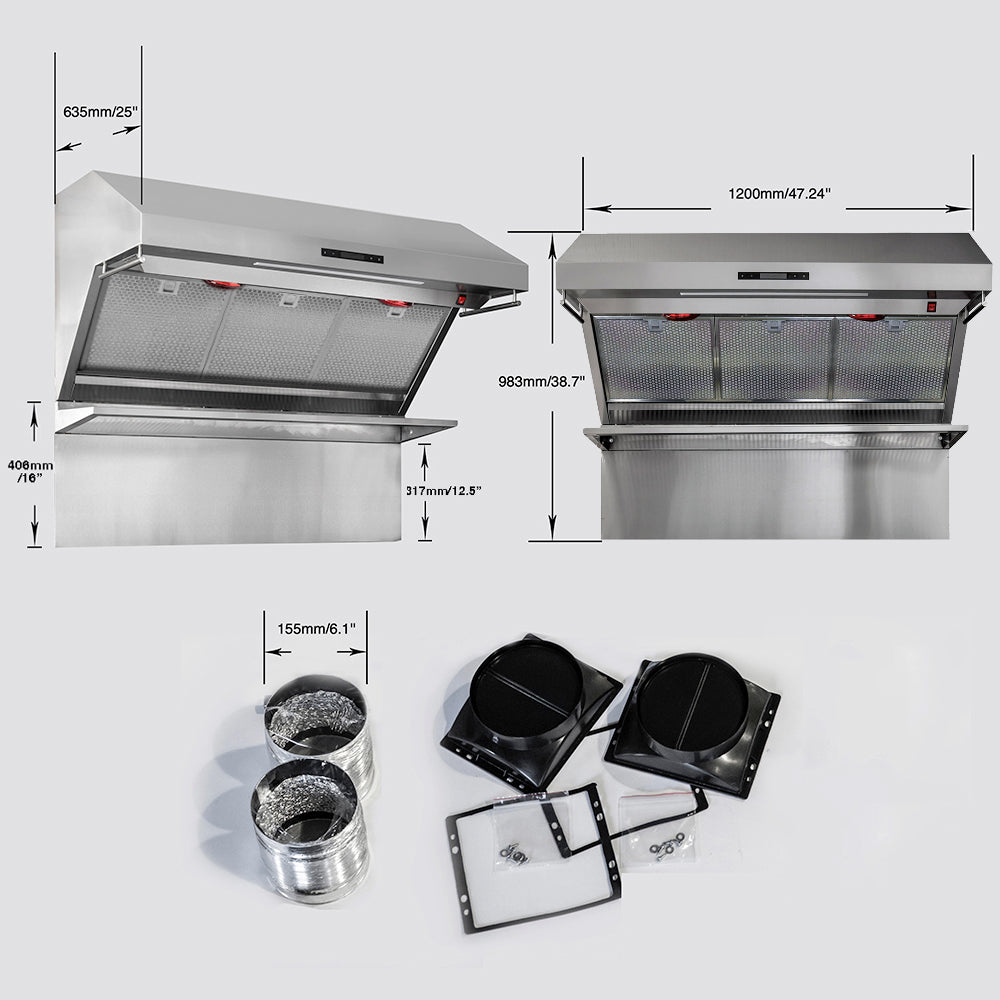 FORNO FRHWM5029-48HB 48-inch Stainless Steel Wall Mount range hood - view 4