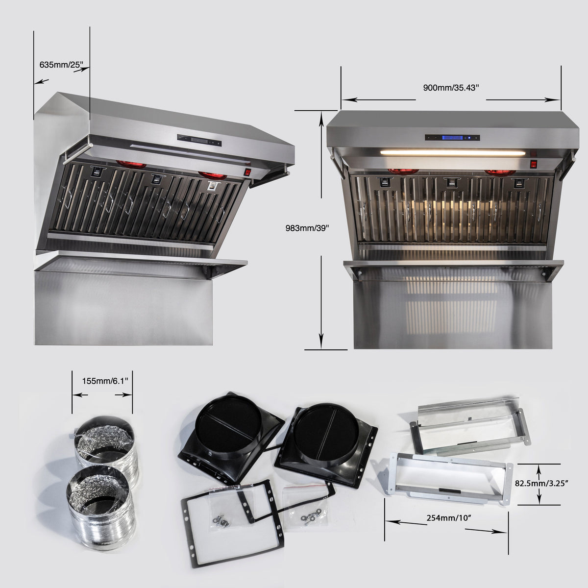 FORNO FRHWM5029-36 36-inch Stainless Steel Wall Mount range hood - view 12