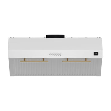 Forno Bari 30-Inch Under-Cabinet Range Hood, 400 CFM, White with Antique Brass Handles (Model FRHUC5255-30WHT)